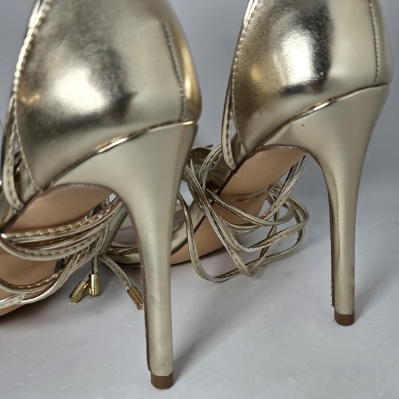 DREAM PAIRS Gold Butterfly Lace Up Strap Stilleto High Heels Sandal - Picture 8 of 16